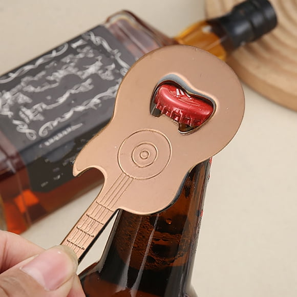 FHBVT Stainless Steel Guitar Bottle Opener Novelty Music Shaped Barware Tool Ergonomic Portable Compact Party Picnic Home Gift for Musicians Guitar Enthusiasts Beverage Tool Durable Fun Accessory