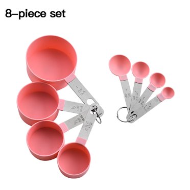 Ensemble de Cuisine 8 Pcs/ensemble Tasse à Mesurer Cuillère Poignée en Acier Inoxydable Tasse à Mesurer en Plastique Outil de Cuisson Pâtisserie Rose