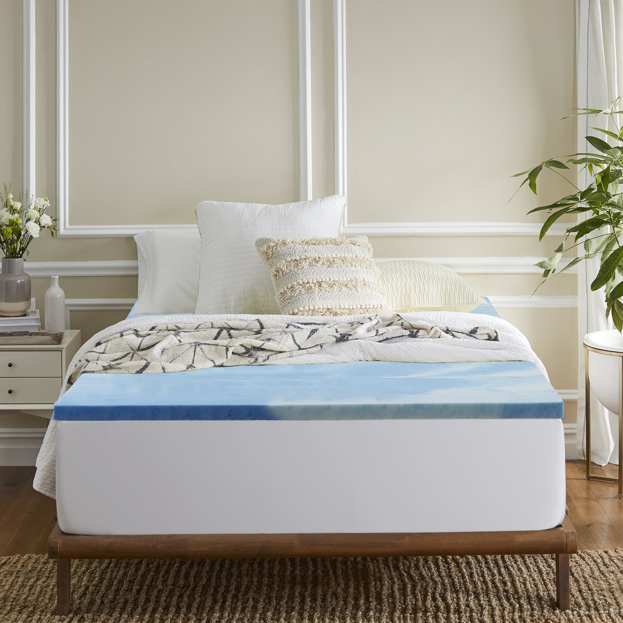Sleep Innovations Cooling Gel Memory Foam Mattress Topper, Twin, 2 Inches