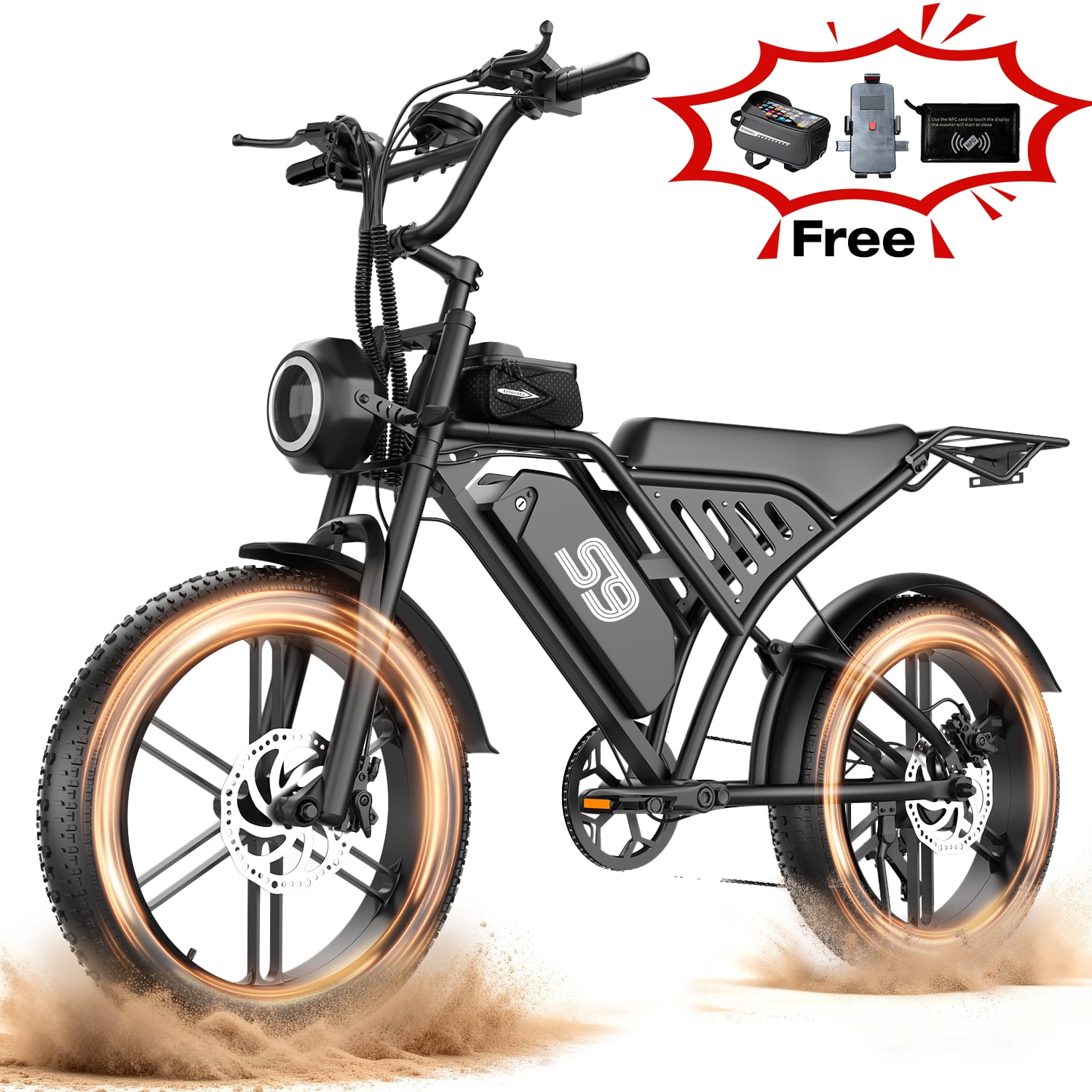 1500W Peak Electric Bike for Adults-T20, 20"4.0 Fat Tire Ebike, 7-Speed 48V 20Ah Cargo Ebike,All-Terrain Off-Road Electric Mountain Bicycle，Full Suspension /Disc Brake UL2849, 440Lbs