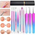 thumbnail image 2 of AMERTEER 10 Pcs Outil pour Enlever les Points Noirs Kit d'Outils pour Popper les Boutons Outil Extracteur de Points Noirs pour le Visage Outils d'Extraction en Acier Inoxydable (Coloré), 2 of 10