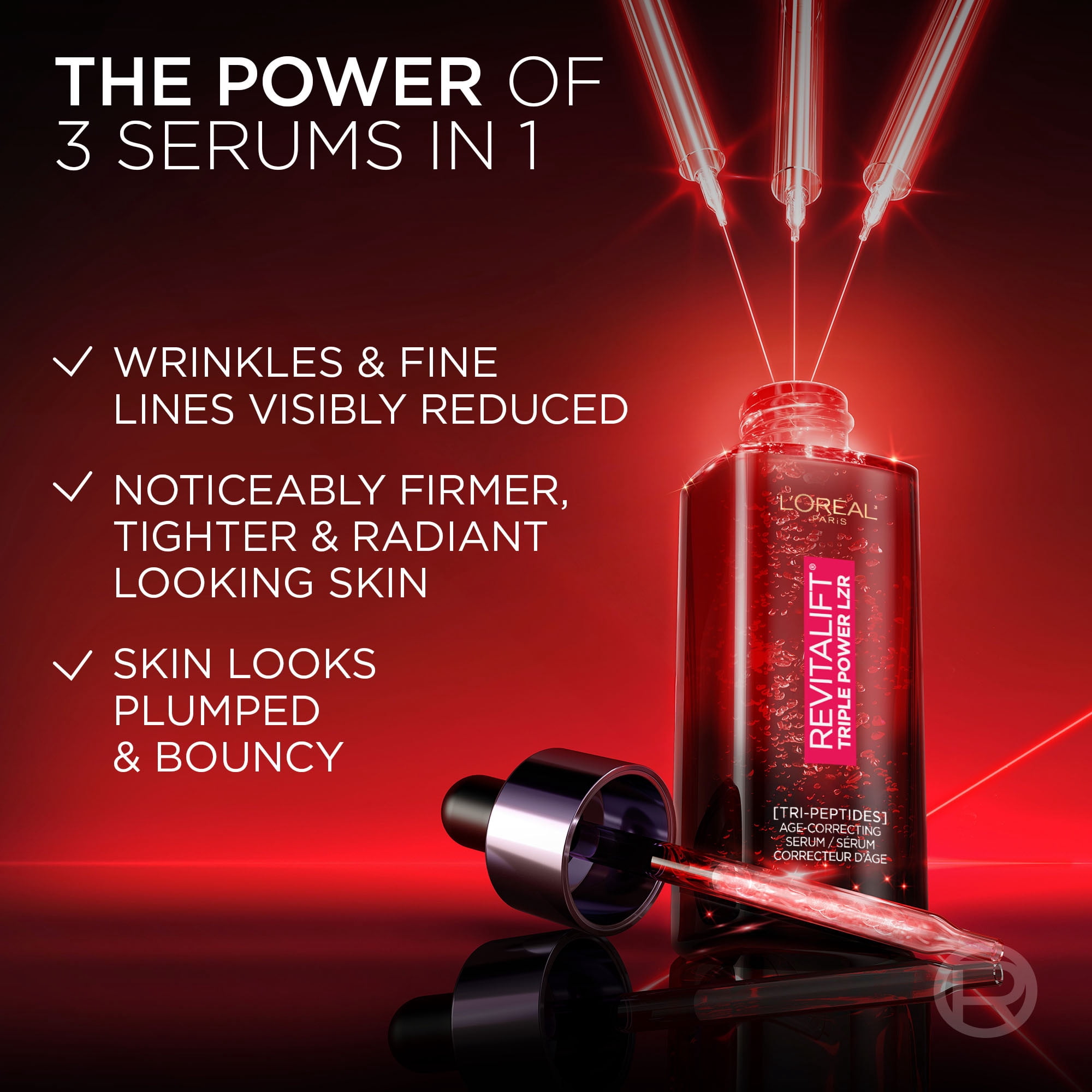 L'Oréal Paris Sérum Correcteur d'Âge pour le Visage, Triple Power LZR 30ml