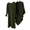 thumbnail image 4 of FhsagQ Dresses for Girls Girls Round Neck Ruffled Solid Color Dress with Pattern Flounce Girl Spring The 7th of July Dresses Size 7/8 Army Green 9-10Years, 4 of 4