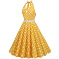 thumbnail image 3 of Birdeem Robe de Soirée pour Femmes, Confortable, d'Été, à Manches Courtes, Dos Nu, Col en V, Vintage, Coupe Régulière, à Pois, 3 of 8