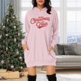 thumbnail image 2 of TJAZFJPA Robe Verte Foncée pour Femmes Automne et Hiver Mode Décontractée Imprimé de Noël Manches Longues Chandail à Capuche avec Poche Robe Chandail Chandail en Molleton Robe en Jean pour Femmes, 2 of 4