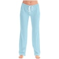 thumbnail image 1 of ohmzyzo Womens Summer Fashion Solid Casual Elastic Waist Drawstring Long Pants, 1 of 5
