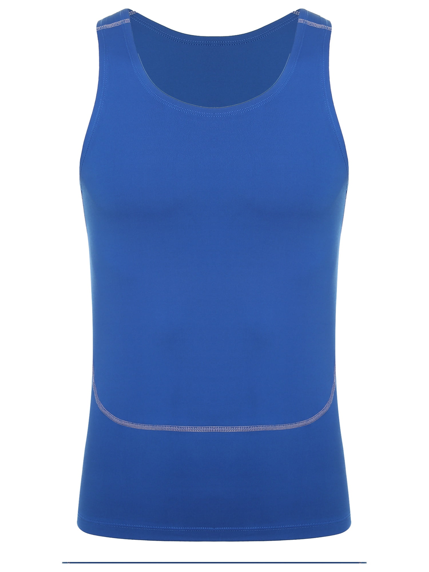 Ocealan Men's Tank Swimsuit Top Athletic Vest Rash Guard Shirt Solid Color Sleeveless Workout Playwear Blue S