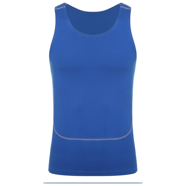 Ocealan Men's Tank Swimsuit Top Athletic Vest Rash Guard Shirt Solid Color Sleeveless Workout Playwear Blue XL