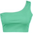 thumbnail image 4 of Women's Sleeveless Crop Tops Sexy One Shoulder Strappy Tees Basic Crop Tank Tops(Green,XXL), 4 of 5