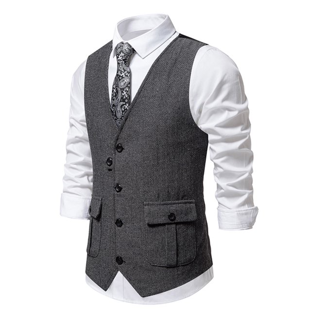 EGNMCR Tank Tops Men Men Solid Fashion Have Pockets Button Turn-down Collar Tanks Tops Blouse
