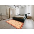 thumbnail image 4 of Ahgly Company Tapis d'Intérieur Ronds Abstraits Orientaux Orange, 5 Pieds Rond, 4 of 6