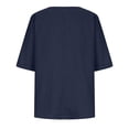 thumbnail image 4 of asjyhkr Womens Linen T Shirts Loose Fitting V Neck Button Lightweight Summer Tops Solid Color Tees, 4 of 7