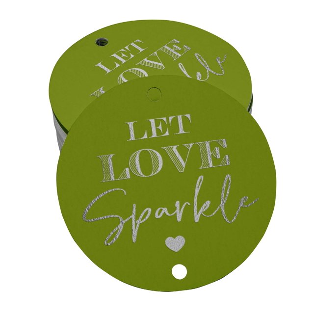 Inkdotpot Silver Foil Paper Hang Tags Let Love Sparkle Wedding Favor Tags 50 Pieces