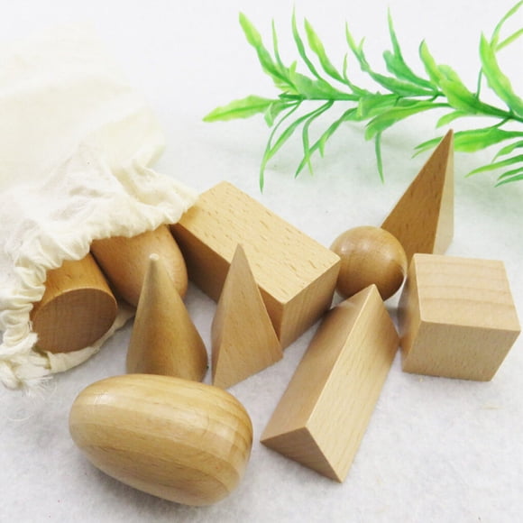 Ensemble de 10 Pcs Bloc de Construction Modèle Géométrique en Bois Bloc Modèle Jouet Enfants Bloc de Géométrie Manuel Jouet Éducatif pour Enfant