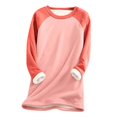 thumbnail image 1 of Chandail en Molleton Doublé Sherpa en Polaire pour Femmes, Chandail Chaud d'Hiver, Col Rond, Automne, Tunique de Détente, Rouge Melon D\'eau 2TG, 1 of 6