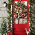 thumbnail image 2 of 18in Christmas Winter Wooden Wheel Wreath  Decorated with Pine Cones  Ribbon Bow  Frosted Branches  Simulation Door Hanging Window Props Layout Decoration, 2 of 5