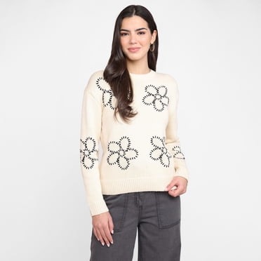 Devoted Pull à col rond brodé pour femme, tailles TP à TG