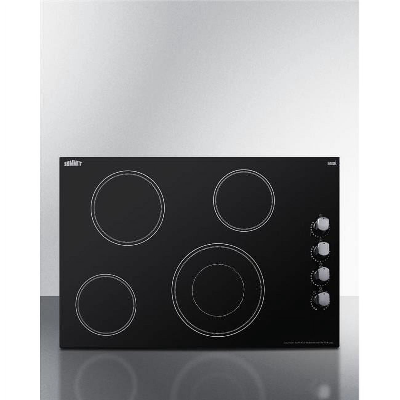 Summit Appliance CR4B30MB 30 in. 208-240V 4-Burner Radiant Cooktop, Black