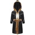 thumbnail image 3 of MSemis Boys 3 Piece Boxing Tracksuit Halloween Cosplay Costume Satin Robe with Shorts Punching Exercise Gloves Set Blue&Gold 10, 3 of 7