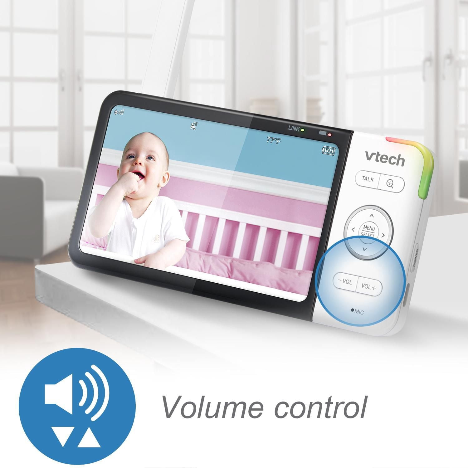VTech RM5754-2HD Smart Wi-Fi Video Baby Monitor with 5” display and 1080p HD Camera, Built-in night light & 2 Camera, White