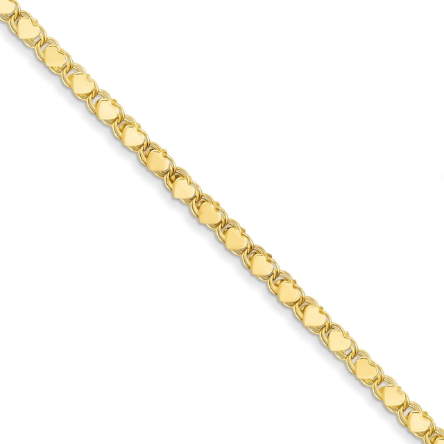 14 Carats Or Jaune Poli Double Face Cheville Coeur