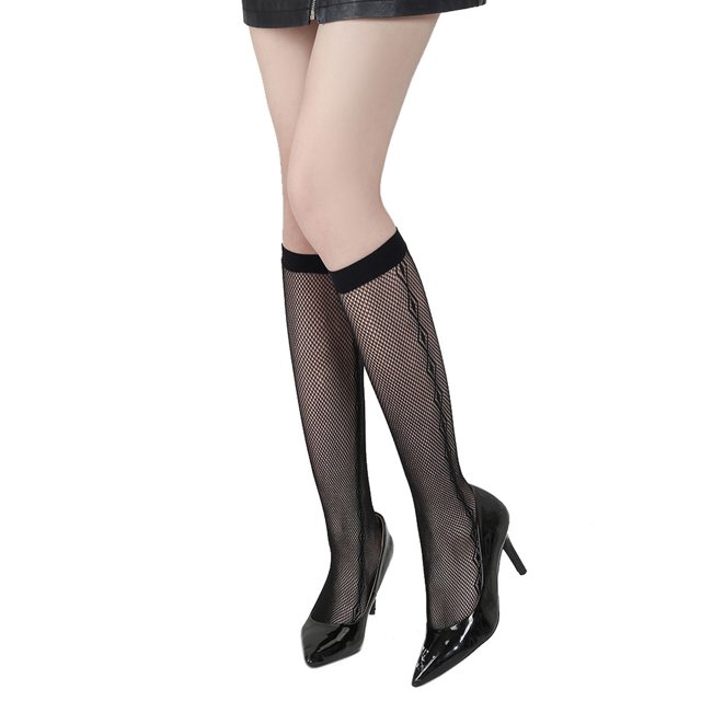 TIEVOSA Womens Black Fishnet Socks Lace Hollow out Mesh Socks