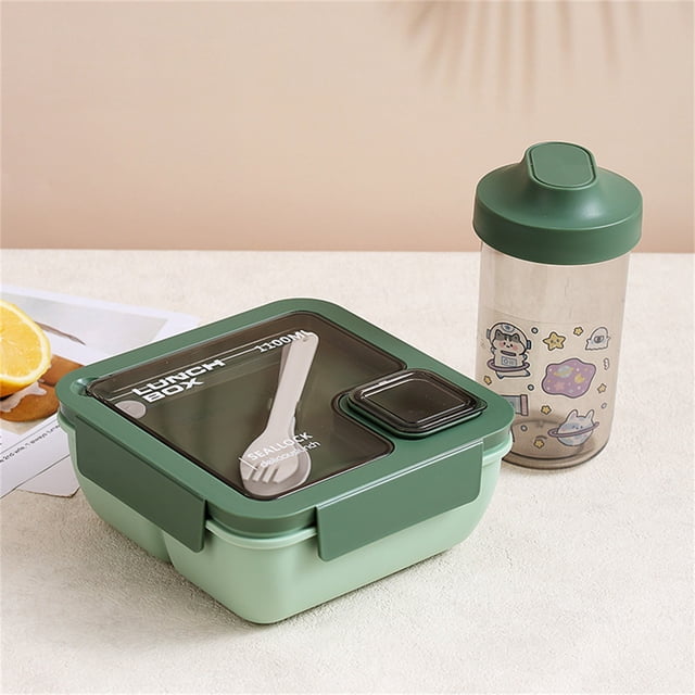 Portable Plastic Partition Integrated Lunch Box, Multi-functional Light Food Bento Box