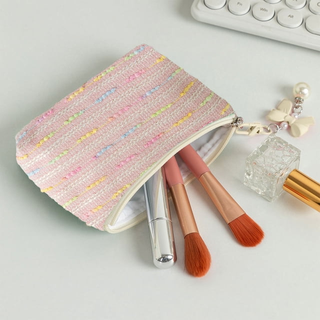 Storage & Organization, Woolen Knitted Bag Striped Color-blocked Cosmetic Bag Pattern Cosmetic Bag Portable Cosmetic Bag Ins-style Pencil Case, Birthday Gifts