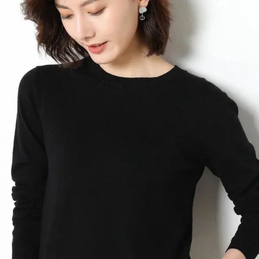 LNGOOR Chandail pour Femmes 2024 Col Rond Manches Longues Automne Hiver Pulls Mode Chandails Coréens Chandails de Base Chandails Ajustés en Tricot Chandails