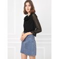 thumbnail image 2 of INSPIRE CHIC Women's Ruffle Neck Polka Dots Sheer Chiffon Blouse, 2 of 6