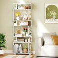 thumbnail image 4 of Costway 2 PCS Bookcase 6-Tier Bookshelf with Anti-Tipping Kit Freestanding Display Shelf White, 4 of 9