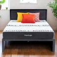 thumbnail image 1 of ViscoLogic Platform 12 inch High Heavy-Duty Metal Twin Size Bed Frame, Upholstered Headboard, With Wooden Slats, 12 Inch High, No Box Spring Needed, Twin Bed, 1 of 5