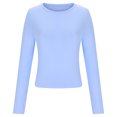 thumbnail image 4 of SROBPTY Longues Chandails à Manches pour Femmes, T-Shirt Décontracté à Col Rond pour Femmes à Manches Longues Bleu, G, 4 of 4