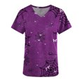thumbnail image 5 of RKSTN Women Tops Short Sleeve V-neck Tops Working Uniform Halloween Printed with Pockets Blouse Scrub Tops, 5 of 5