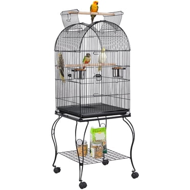 Yaheetech 59'' H Metal Rolling Bird Cage With Stand, Black