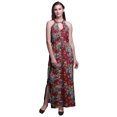 thumbnail image 1 of Bimba Floral Ladies Crew Neck Waist String Print Maxi Dress with Side Slits Summer Wear-Small, 1 of 6