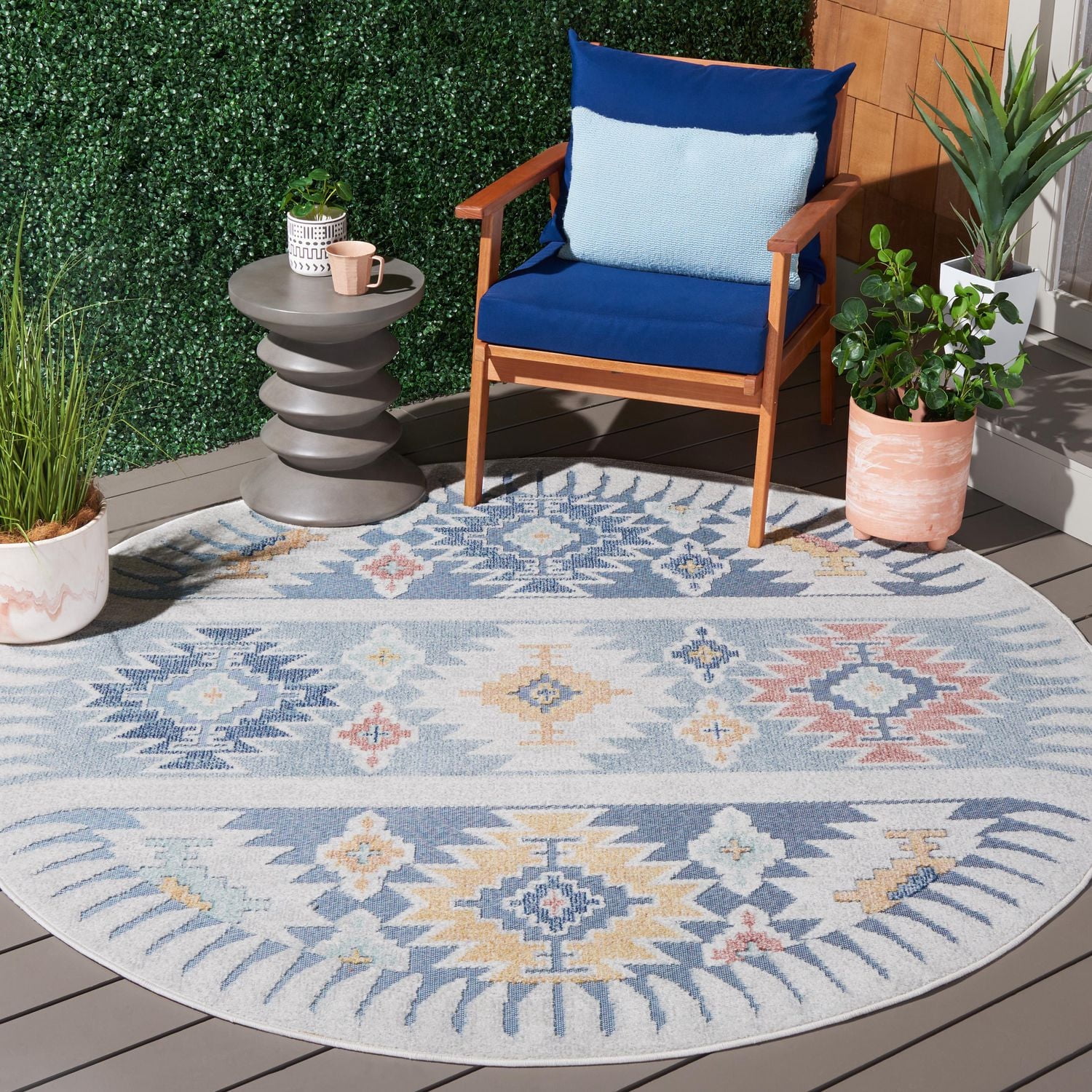 SAFAVIEH Sarasota Giovanni Tapis Intérieur/Extérieur Aztèque