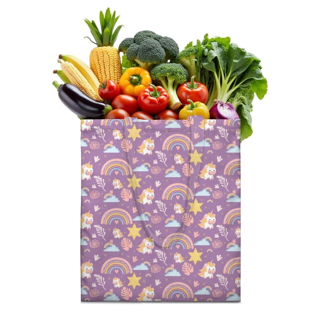 Sac de Magasinage en Toile Spatiale pour Bébé – Sac Fourre-Tout Réutilisable au Motif Coloré de Fusée, Étoiles et Lune