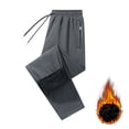 thumbnail image 4 of Men's Fleece Lined Sweatpants Open Bottom Waterproof Winter Thermal Athletic Pants Zipper Pockets Outdoor Sports Trousers Dark Gray M, 4 of 7