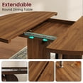 thumbnail image 4 of 47"-63" Extendable Round Dining Room Table for 4-8, Farmhouse Wooden Expandable Kitchen Table w/Wider Leg, Sturdy Metal Support, Oval Circle, for Dinner, Kitchen, Apartment, Space Save, Walnut, 4 of 9