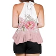 thumbnail image 4 of Weiqiqre Summer Tops for Women 2025 Adjustable Tie Neckline Ruffle Hem Sleeveless Flowy Halter Tops, 4 of 6