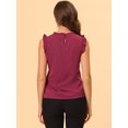 thumbnail image 4 of INSPIRE CHIC Blouses de Travail Sans Manches pour Femmes, Hauts CHIC à Volants Plissés, Rouge Foncé, TG, 4 of 5