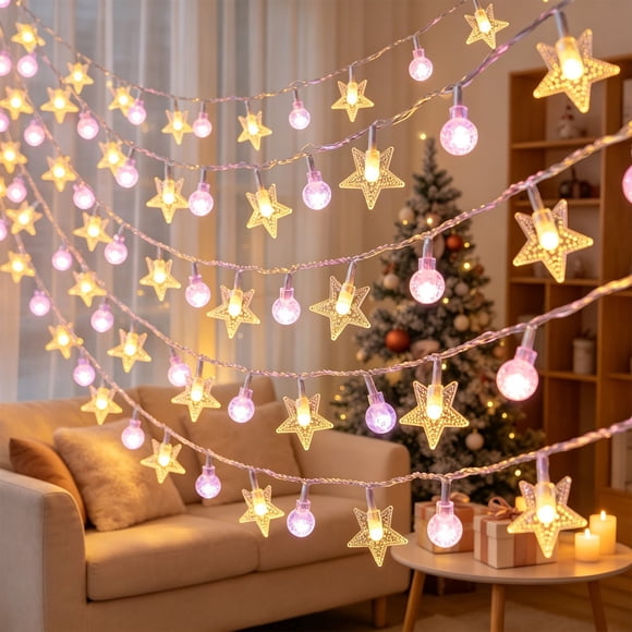 Christmas Themed Decorative String Lights 10FT 20 LED Bulbs Indoor Hanging Lights For Holiday Gathering Room Layout Porch Mantel Festive Ambient Lighting