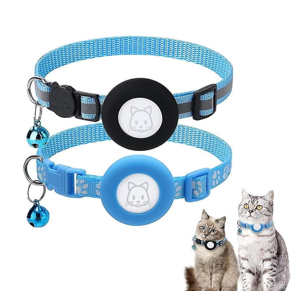 2pcs Adjustable Airtag Cat Collars, Reflective Air Tag Cat Collar With Breakaway Safety Buckle And Bell