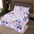 thumbnail image 2 of Erosebridal Girls Rainbow Coverlet Set Queen, Purple Cloud Bedding Set, Cartoon Theme Decor 3-Piece, 2 of 5