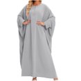 thumbnail image 1 of LSLJS Women's Loose Robe Casual Dress Solid Color Large Dress Long Sleeve Dress, Plus Size Dress, 1 of 2