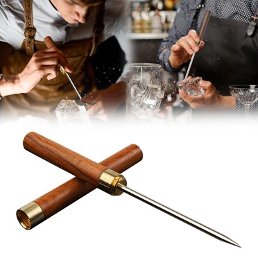 Cqxid Cutter Under $5 Stainless Ice Pick Pick Tool With Cover Non Slip Wooden Handle Pick For Bars Kitchen Bartender Breaking Ice