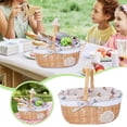 thumbnail image 1 of Wicker Storage with Gingham and Lace Trim Crochet Design Ideal for Home Picnic Use and Giving, 1 of 6
