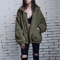 thumbnail image 3 of Ladies Loose Plush Long Sleeve Zipper Pullover Pocket Color Sweater Coat, 3 of 6