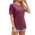 thumbnail image 1 of asjyhkr T-Shirts pour Femmes Col Rond Manches Courtes à Revers Hauts d'Été Mode 2025 Chic T-Shirts Basiques, 1 of 4